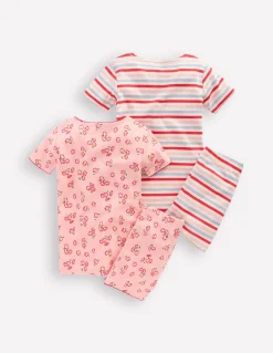 Boden Pyjamas & Chaussons-2 pyjamas courts Pâquerette rose craie