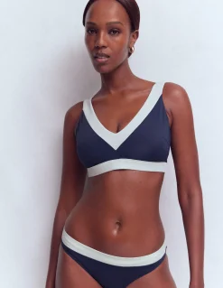 Boden Bikinis|Maillots De Bain-Bas de bikini Campania Bleu marine, colourblock ivoire