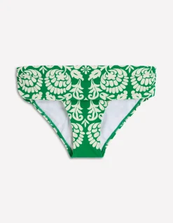 Boden Bikinis|Maillots De Bain-Bas de bikini intemporel à revers Émeraude profond, motif Ornate Floret