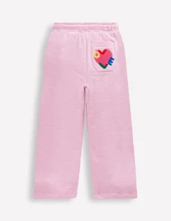 Boden Pantalons|Ensembles Assortis-Bas de jogging Bobbie à appliqués Motif Love rose chiné