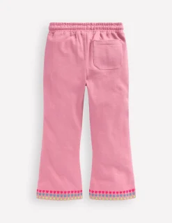 Boden Pantalons-Bas de jogging évasé brodé Broderie brume rose