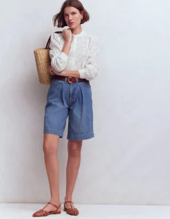 Boden Shorts-Bermuda en jean Blanc/Cerf