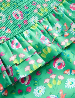 Boden Maillots & Tenues De Plage-Bikini à smocks et basque Fleurs et papillons aigue-marine