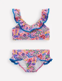 Boden Maillots & Tenues De Plage-Bikini col V à volants Motif Garden Floral rose reine-des-près