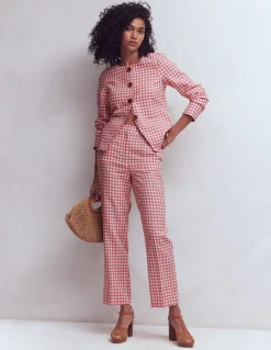 Boden Ensembles Assortis|Manteaux & Vestes-Blazer Hampstead en lin Vichy vieux rose