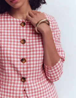 Boden Ensembles Assortis|Manteaux & Vestes-Blazer Hampstead en lin Vichy vieux rose