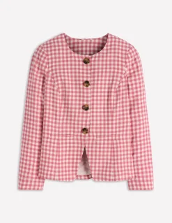 Boden Ensembles Assortis|Manteaux & Vestes-Blazer Hampstead en lin Vichy vieux rose
