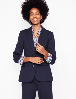 Boden Tenues De Travail|Ensembles Assortis-Blazer Marylebone en point de Rome Bleu Marine, Petits Pois