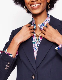 Boden Tenues De Travail|Ensembles Assortis-Blazer Marylebone en point de Rome Bleu Marine, Petits Pois