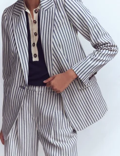 Boden Tenues De Travail|Ensembles Assortis-Blazer Woodbridge décontracté Bleu et Ivoire à Rayures