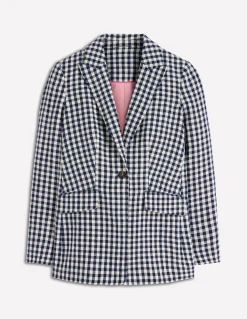 Boden Tenues De Travail|Ensembles Assortis-Blazer Woodbridge en lin Vichy bleu marine et ivoire