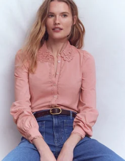 Boden Tops & T-Shirts-Blouse avec col en dentelle ROSE