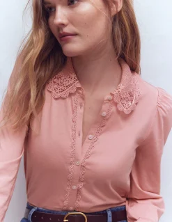 Boden Tops & T-Shirts-Blouse avec col en dentelle ROSE