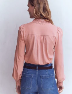 Boden Tops & T-Shirts-Blouse avec col en dentelle ROSE