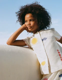 Boden Tops & T-Shirts|Ensembles Assortis-Blouse boutonnée Broderie ivoire doux