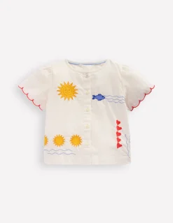 Boden Tops & T-Shirts|Ensembles Assortis-Blouse boutonnée Broderie ivoire doux