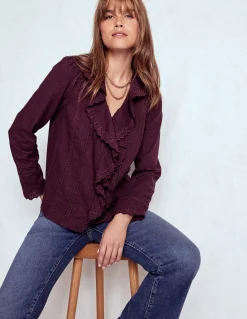 Boden Chemises & Blouses|Tops & T-Shirts-Blouse brodée à volants Cerise foncée