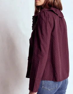 Boden Chemises & Blouses|Tops & T-Shirts-Blouse brodée à volants Cerise foncée