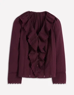 Boden Chemises & Blouses|Tops & T-Shirts-Blouse brodée à volants Cerise foncée