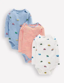 Boden Tops & Bodies-3 bodies en coton Construction bleu