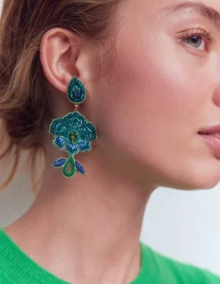 Boden Bijoux-Boucles d’oreilles habillées à fleurs Bleu
