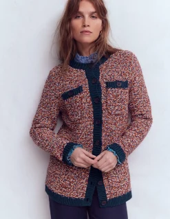 Boden Pulls & Gilets-Cardigan chiné texturé Bleu marine/rouge chiné