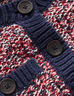 Boden Pulls & Gilets-Cardigan chiné texturé Bleu marine/rouge chiné
