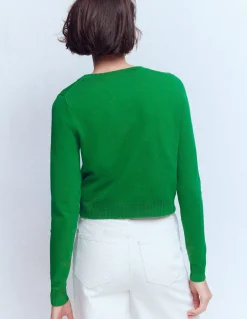 Boden Tenues De Travail|Pulls & Gilets-Cardigan court Emilia en coton Émeraude Intense