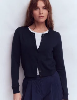 Boden Tenues De Travail|Pulls & Gilets-Cardigan court Emilia en coton Bleu marine