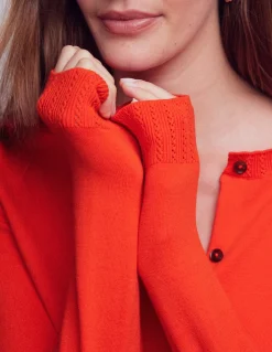 Boden Tenues De Travail|Pulls & Gilets-Cardigan court Emilia en coton Orange coucher de soleil