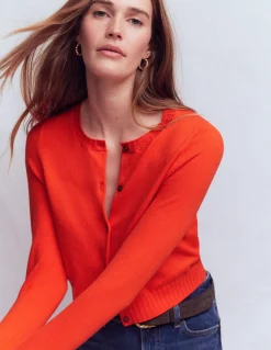 Boden Tenues De Travail|Pulls & Gilets-Cardigan court Emilia en coton Orange coucher de soleil