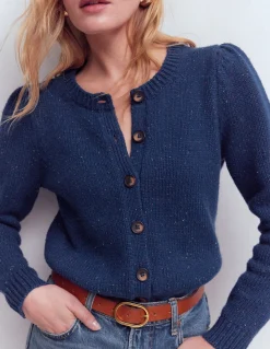 Boden Pulls & Gilets-Cardigan Davina à manches bouffantes Bleu, moucheté