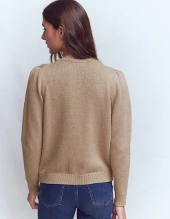 Boden Pulls & Gilets-Cardigan Davina à manches bouffantes Broderie chinchilla