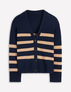 Boden Pulls & Gilets-Cardigan décontracté Lucy en coton Bleu marine/camel chiné