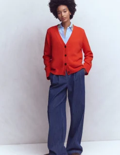 Boden Tenues De Travail|Pulls & Gilets-Cardigan décontracté Lucy en coton Orange Vif