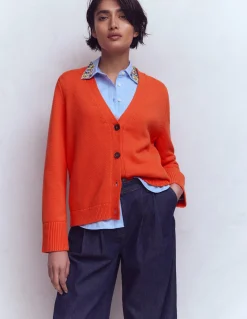 Boden Tenues De Travail|Pulls & Gilets-Cardigan décontracté Lucy en coton Orange Vif