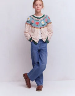 Boden Pulls & Gilets-Cardigan Edie à motif jacquard Motif Spot Flowers écru chiné