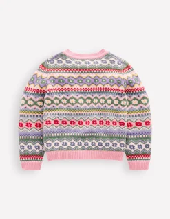 Boden Pulls & Gilets-Cardigan Edie à motif jacquard Jolies fleurs bleu glacier