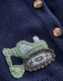 Boden Pulls & Gilets-Cardigan en coton avec logo Pelleteuses bleu marine universitaire