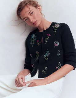 Boden Pulls & Gilets-Cardigan en maille ornementé Bleu marine