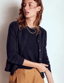 Boden Cachemire|Tenues De Travail-Cardigan Eva en cachemire Bleu Marine, Petits Pois