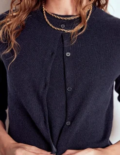 Boden Cachemire|Tenues De Travail-Cardigan Eva en cachemire Bleu Marine, Petits Pois