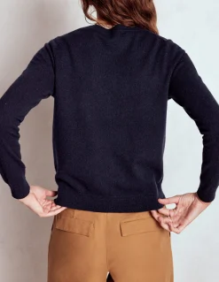 Boden Cachemire|Tenues De Travail-Cardigan Eva en cachemire Bleu Marine, Petits Pois