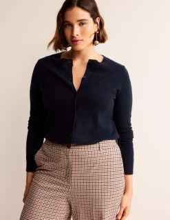 Boden Cachemire|Tenues De Travail-Cardigan Eva en cachemire Bleu Marine, Petits Pois