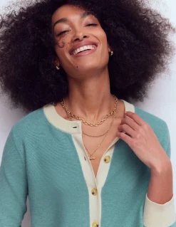 Boden Pulls & Gilets-Cardigan Grace colourblock Bleu jade nuageux