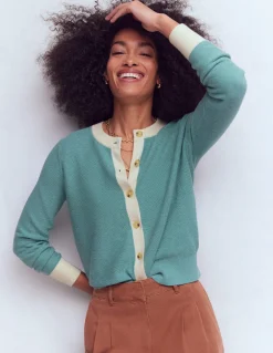 Boden Pulls & Gilets-Cardigan Grace colourblock Bleu jade nuageux