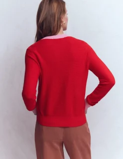 Boden Pulls & Gilets-Cardigan Grace colourblock Cerise vif