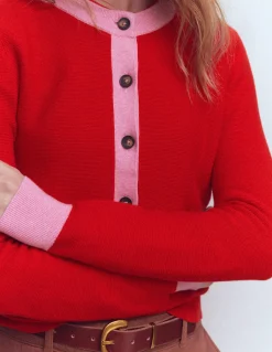 Boden Pulls & Gilets-Cardigan Grace colourblock Cerise vif