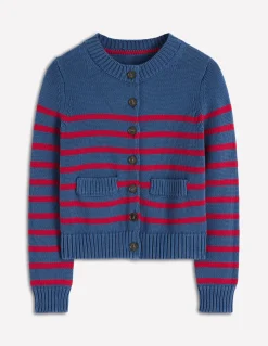 Boden Pulls & Gilets-Cardigan Lucy en coton épais Rayé bleu marine doux et rouge