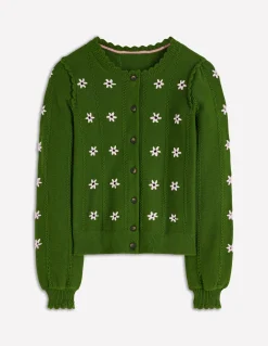 Boden Pulls & Gilets-Cardigan Valeria à détails crochet Vert promenade, broderie